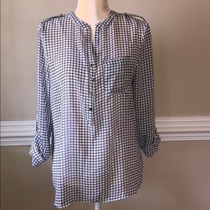 APT 9 Petite Medium 3/4 Black and White Plaid